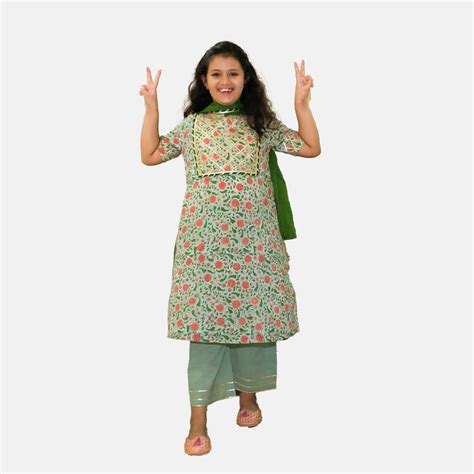 Cotton Printed Kurta with Straight Pants & Dupatta – folkcultureclothing