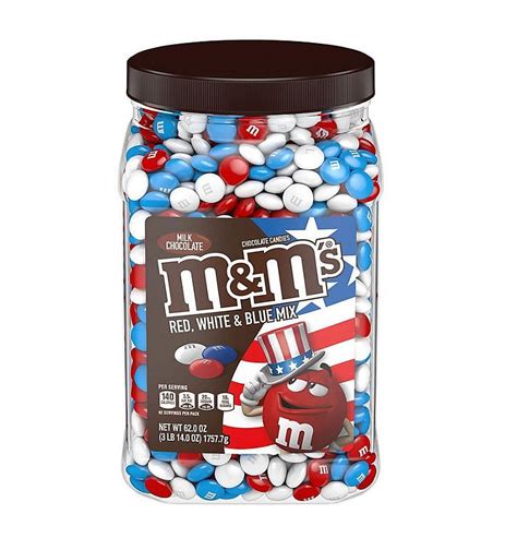M&M'S Red, White and Blue Milk Chocolate Candy, Patriotic Mix, 62 oz ...