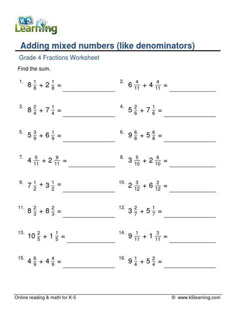 Image result for 4th Grade Math Frations Adding Mixed Numbers