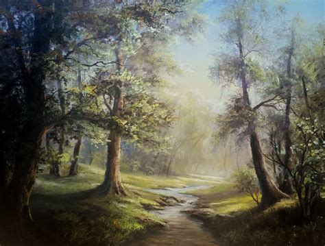 Canvas Painting Of Forest at William Hilda blog
