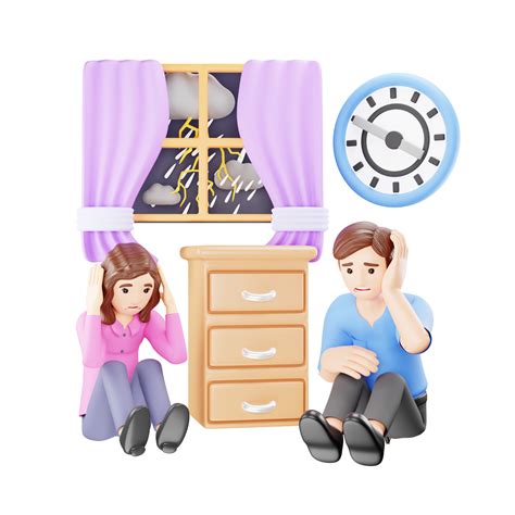 Man and Woman Afraid of Thunder - 3D Character Illustration 42971815 PNG