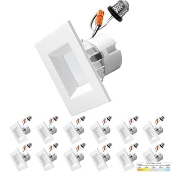 NUWATT | 12 Pack | White 4 Inch LED Ceiling Light Square Retrofit Can ...