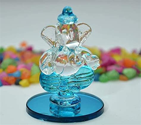 Buy CRAFTFRY Crystal Glass Ganesha Idol in Sky Blue Colour for Home ...