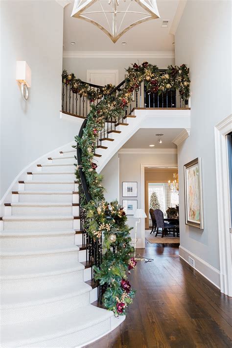 Double the Christmas Garland on a Staircase Banister! | BlueGrayGal ...