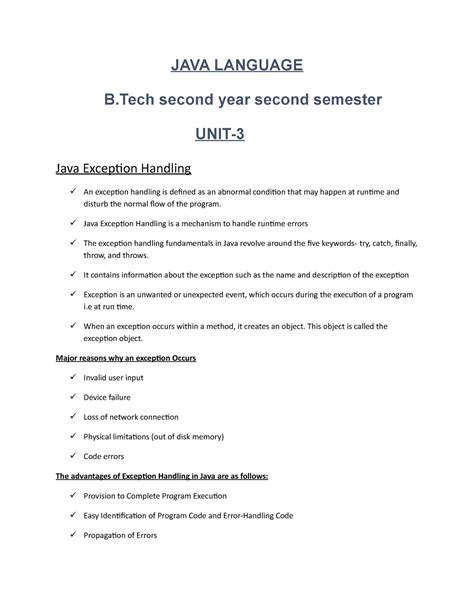 Java unit 3 - JAVA FOR COMPUTER - JAVA LANGUAGE B second year second ...