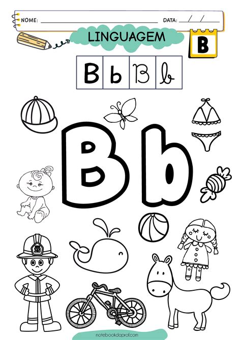 Sequência Alfabetização Letra B - Notebook da Prof
