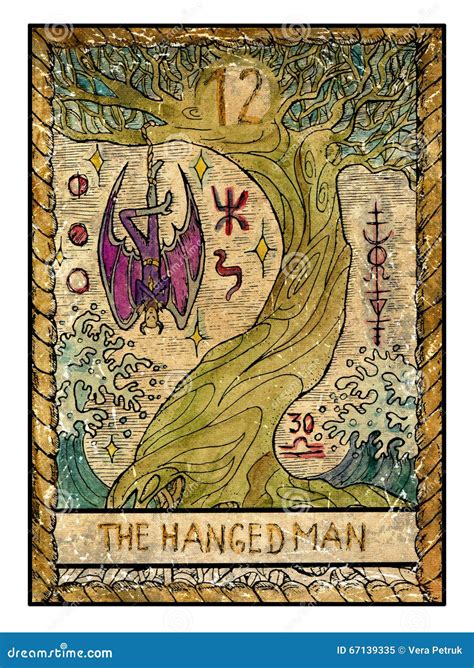 Old Tarot Cards. Full Deck. the Hanged Man Stock Illustration ...