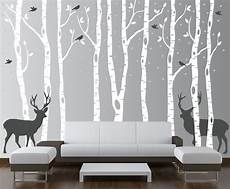 Tree Wall Decals by Birch Tree Wall Decal Forest With Birds And Deer Vinyl Tree Wall Decals