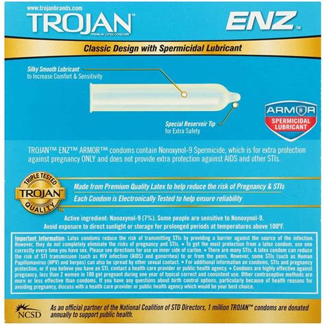 Trojan ENZ Armor Spermicidal Condoms | Standard Size – Condomania.com