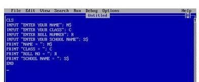Write a code in QBasic to print the report cards of 30 students of your ...