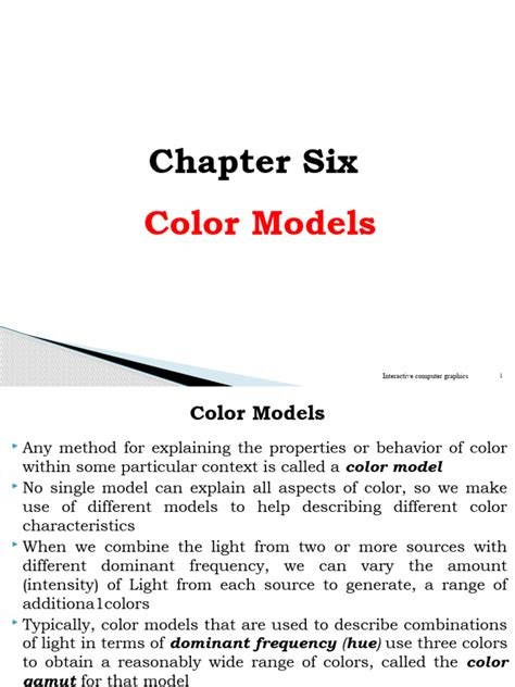 CG - Chapter 6 Color Models | PDF | Rgb Color Model | Color