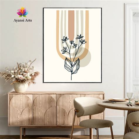 Boho Floral Arch Abstract Botanical Canvas Digital Painting by Ayansi
