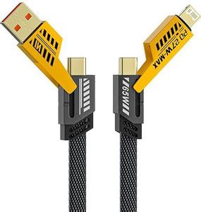 URANUS 4-in-1 Cable 1.2 m Multi Fast Charging Cable, Dual Charger, USB ...