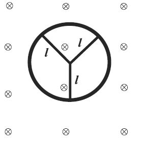 A conducting wheel rim in which there are three conducting rods of each ...