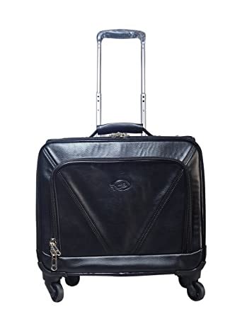 Buy TCB 4 Wheel Faux Leather Overnighter Laptop Cabin Luggage Trolley ...