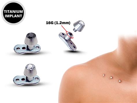 Dermal Anchor Piercing, Collar Bone Piercing With Gem CZ Crystal ...