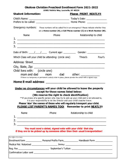 Fillable Online OCP - Parent Handbook 20-21B Forms only.docx Fax Email ...