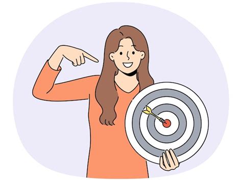 Mulher sorridente aponta para o alvo de tiro | Vetor Premium