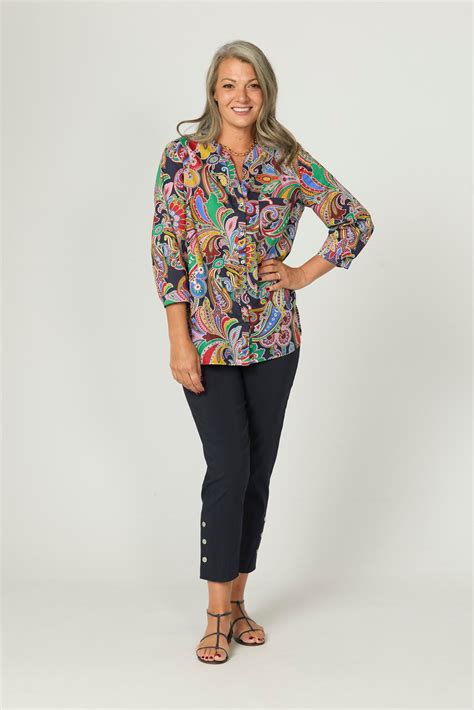 Shop Paisley Fanfare Liberty 3/4 Sleeve Shirt in Navy Multi – Fella Hamilton