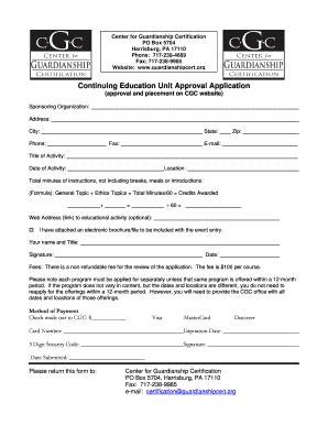 Fillable Online Continuing Education Unit Approval Application Fax ...