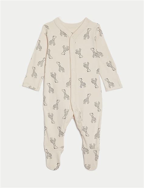 Buy 3pk Pure Cotton Giraffe & Striped Sleepsuits (5lbs-3 Yrs) at Marks ...