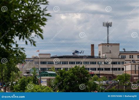 Helicopter on the Roof of Lake Region Hospital in Fergus Falls ...
