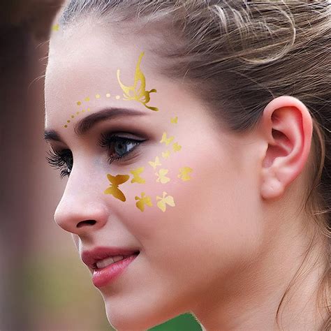 Buy Women Metallic Waterproof Party Sticker Golden Freckle Temporary ...