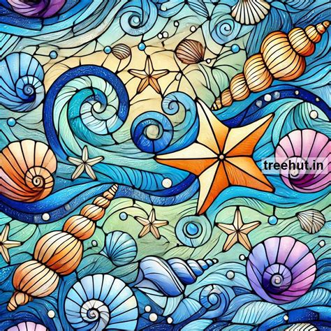Sea Shells Stain Glass Painting Ideas