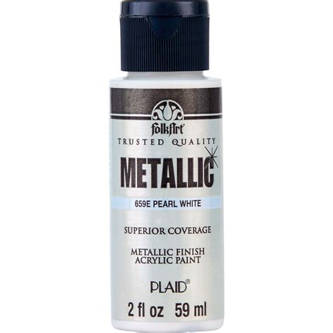 Buy FolkArt Metallic Acrylic Craft Paint, Metallic Finish, Pearl White ...