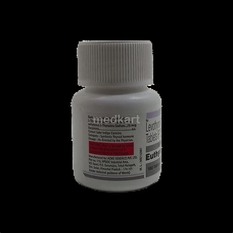 EUTHYROX 75MCG TABLET 100'S : Uses, Side Effects, Price and Generic ...
