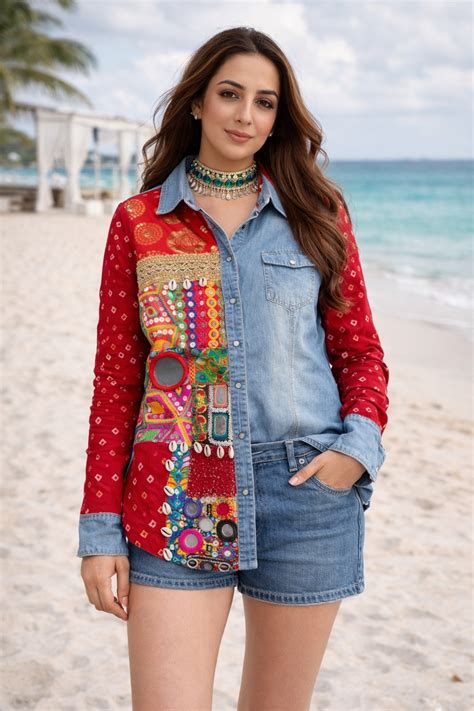 Red Banjara Half &Half Shirt – banjaratrail