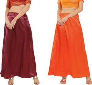 Lootnixx SATIN_SP_MAROON+ORANGY_RED Petticoat Combo For women Free Pure ...