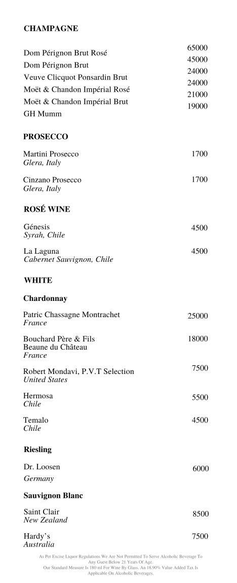 Menu at Bar Musui, Gurugram