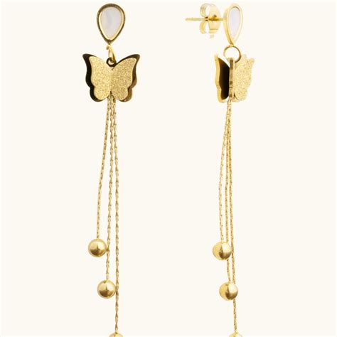 Butterfly Enamel Danglers - 18K Gold Plated Online at best price – ZAISHA