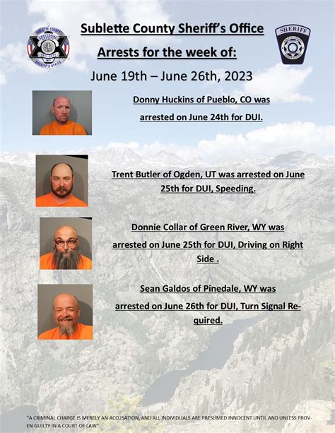 MugShot Monday Weekly Arrest List | Sublette County - Official Website