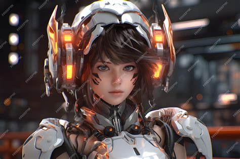 Premium Photo | 3d render of mecha robot anime girl