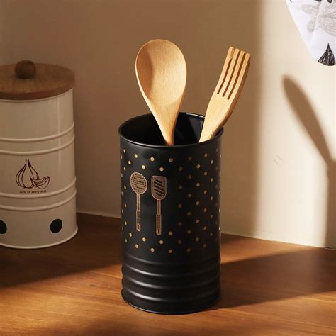 ESQ Living Asilo Metal Utensil Holder - Black Gold