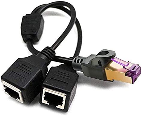 RJ45 Network Splitter Adapter Cable, Tomjoy RJ45 1 Male to 2 Female ...