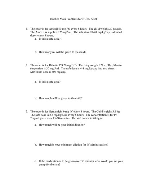 Image result for Nursing Math Practice Problems