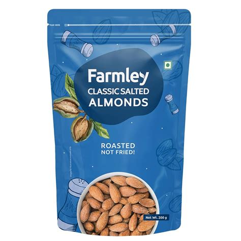 Farmley Classic Salted Roasted Almonds (Badam) 200 g I Roasted Not ...