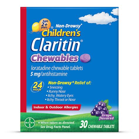 Children's Claritin Chewables - 24 Hour Non-Drowsy Allergy Relief for ...