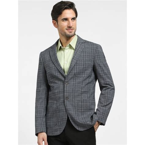 Buy Selected Blue Check Double Button Blazer Online