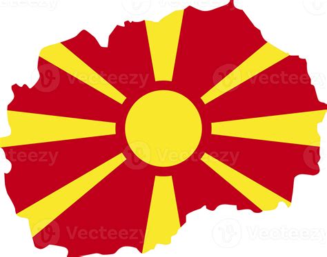 North Macedonia map city color of country flag. 12177315 PNG