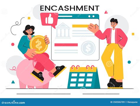 Encashment Vector Illustration Featuring Employees Receiving Payment Or ...