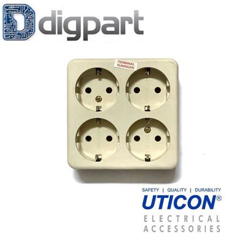 Jual Uticon Stop Kontak 4 Lubang ST-148S Stop Kontak Persegi Kuningan ...
