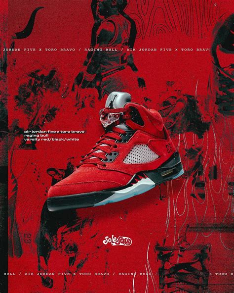 Nike Air Jordan 5s Red and White Sneaker Poster