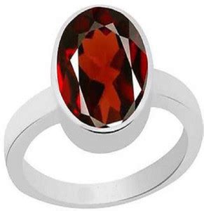 RATAN BAZAAR Gomed/Garnet Stone Ring Natural 7.25 ratti Stone Certified ...