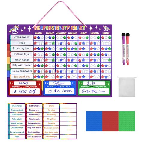 Magnetic Chore Chart Responsibility Reward Chart For Multiple Kids ...