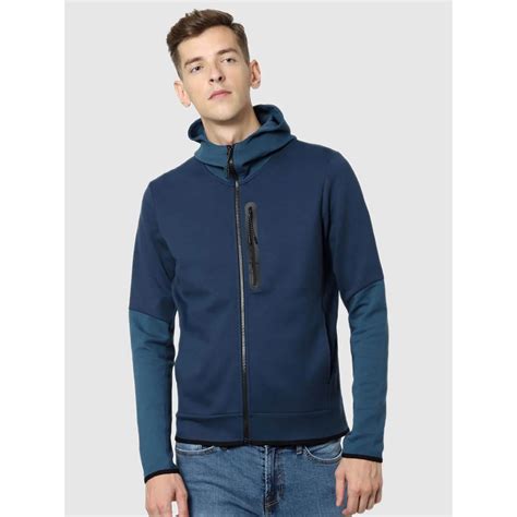 Buy Navy Blue Cotton Colourblock Sweatshirt For Men Online | Celio