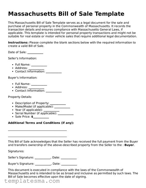 Free Massachusetts Bill of Sale Template ⋆ All Massachusetts Forms